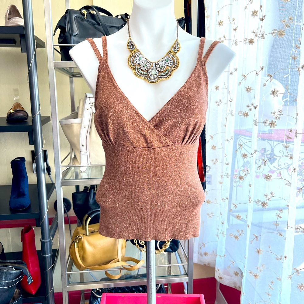 Vintage Y2K brown glittery tank top :)